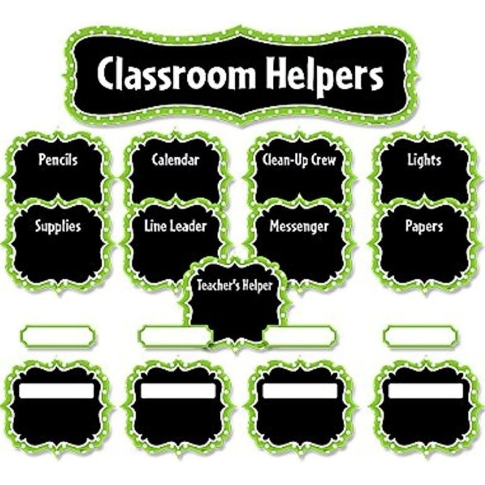 Teachers Created Resources Lime Polka Dots Classroom Helpers Mini Bulletin Board